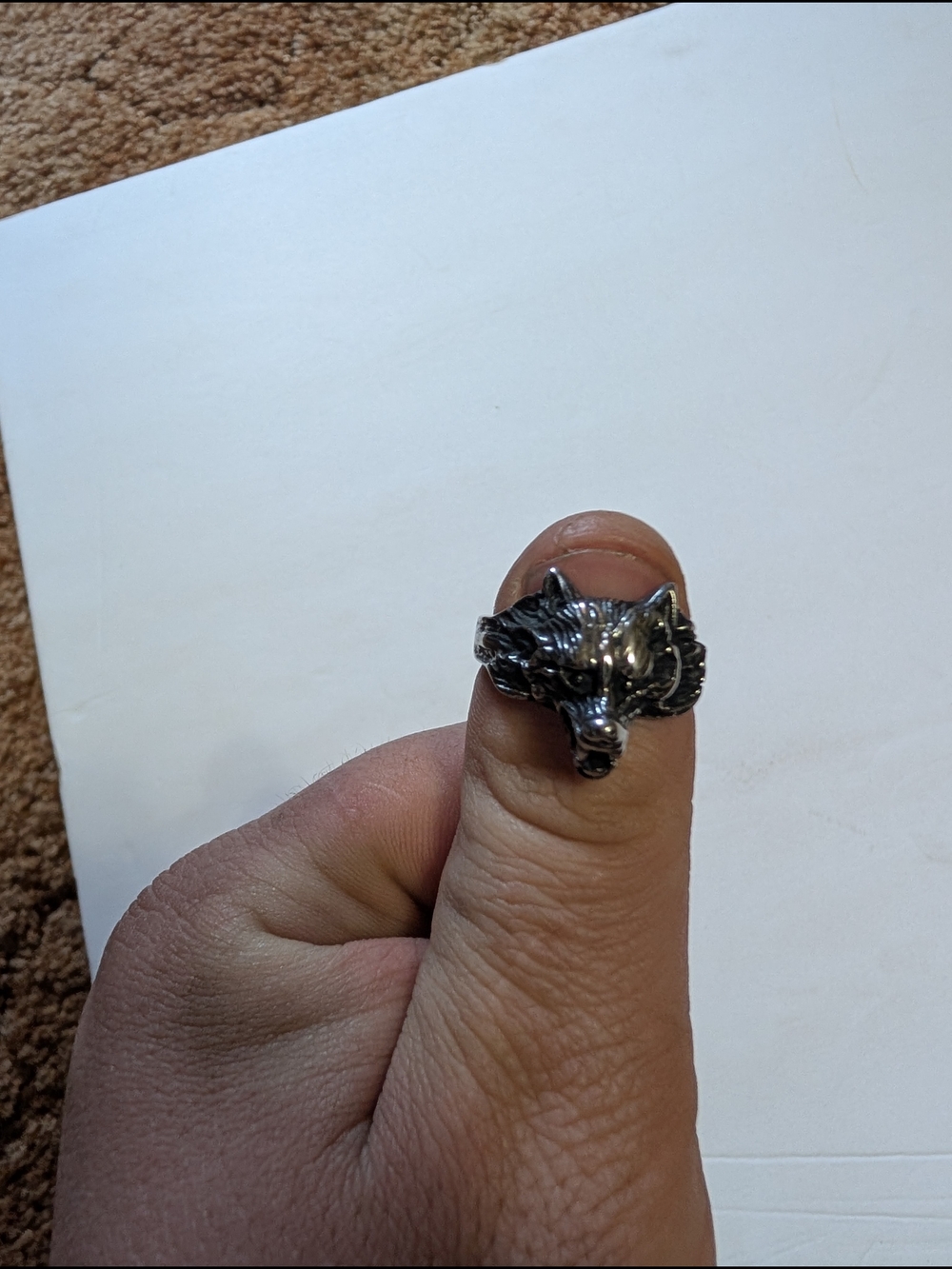 Silver-Tone Wolf Head Ring - Bold Animal Statement
